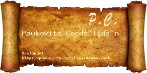 Paukovits Cecílián névjegykártya